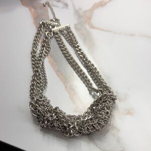 H&M Silver Layered Chain Necklace